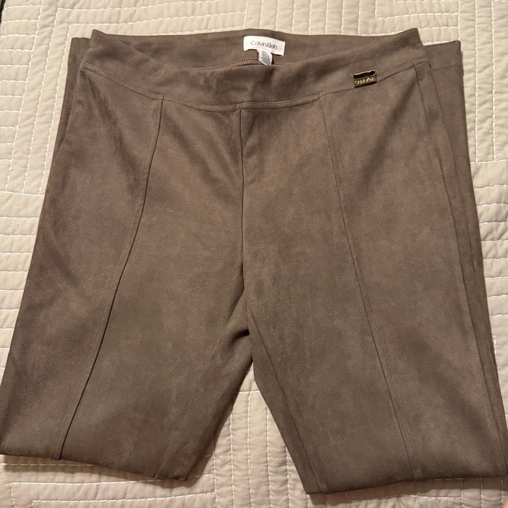 Calvin Klein Suede Pants Soft Luxury Leather-Look Trousers Medium - Picture 4 of 5